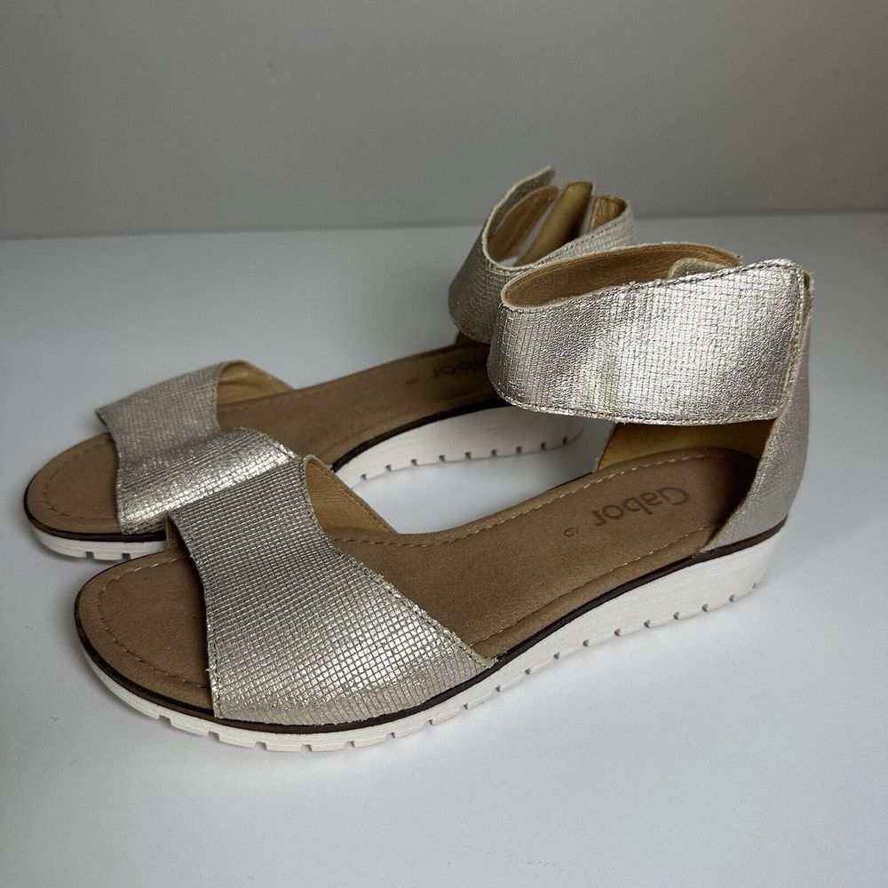 Gabor 44570 Size 9 Metallic Gold Ankle Strap Hook and Loop Closure Sandal - Picture 4 of 10